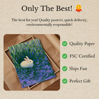 White Rabbit in Lavender Field Poster