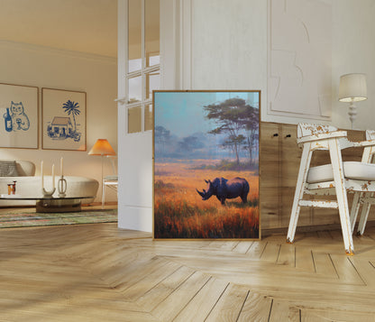 Serene Rhino African Savanna Poster