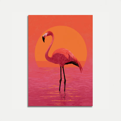 Flamingo Sunset by the Water Poster