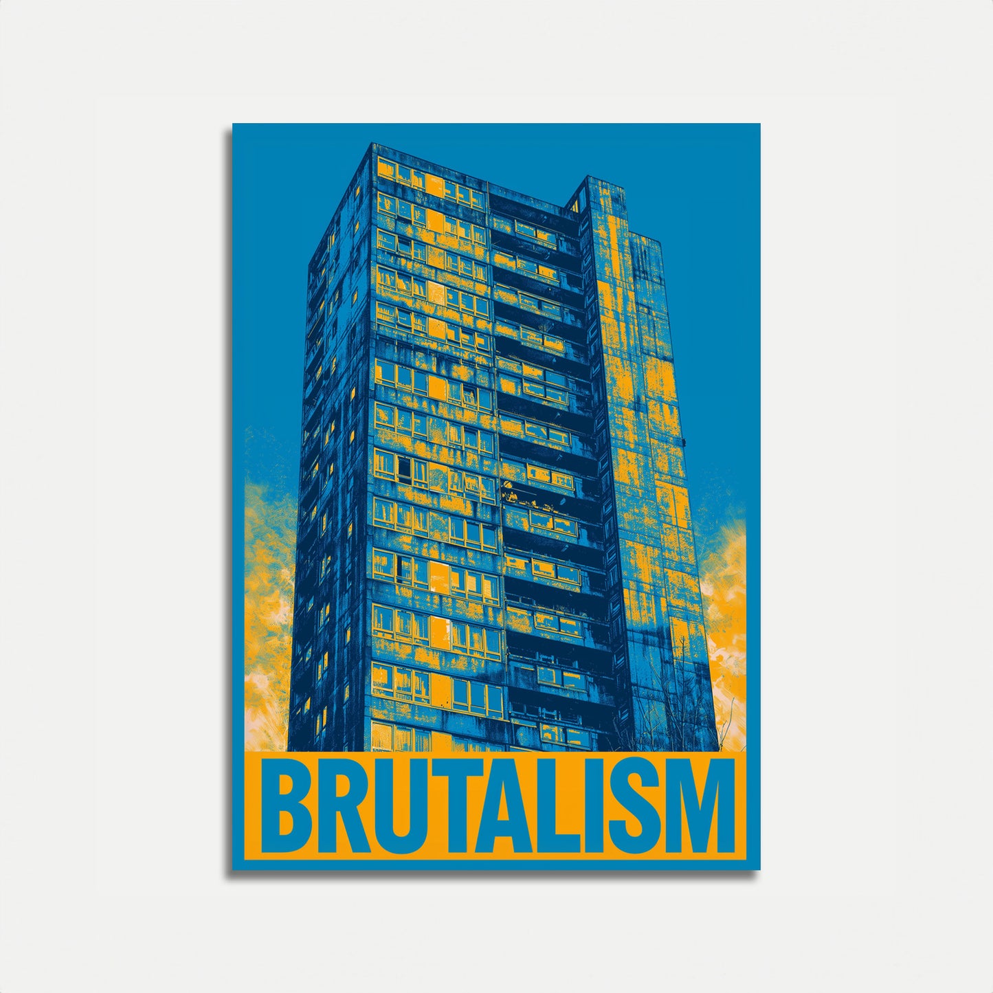 Plakát odvážné brutalistické architektury
