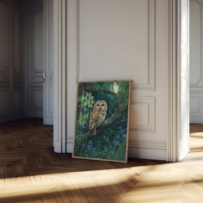 Moonlit Owl Forest Poster