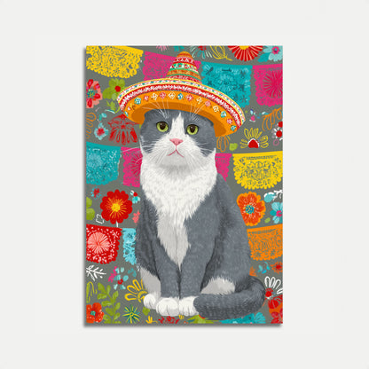 Fiesta Cat in Sombrero Poster