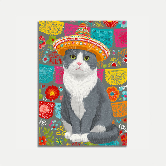 Fiesta Cat in Sombrero Poster