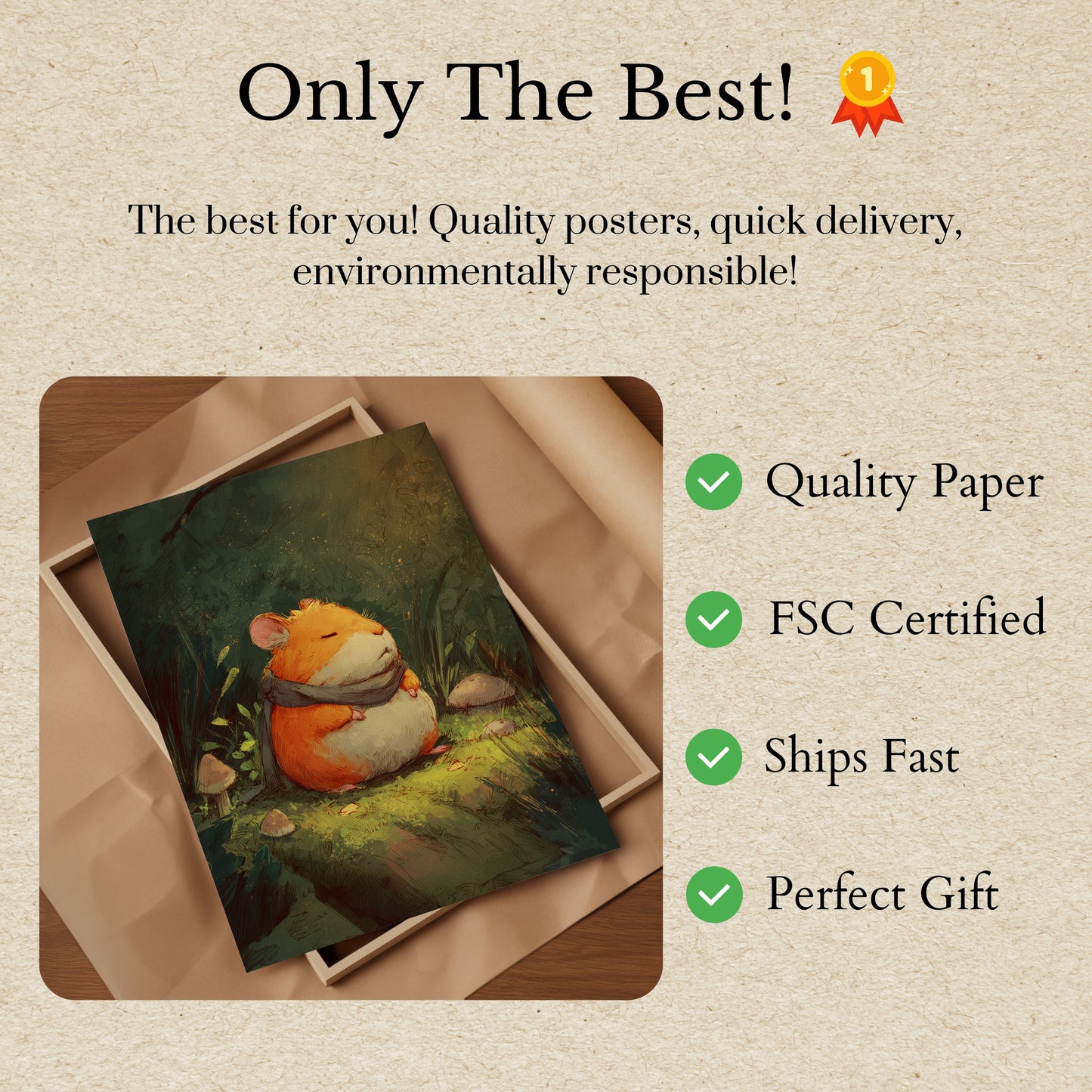 Póster acogedor del bosque de hámsteres