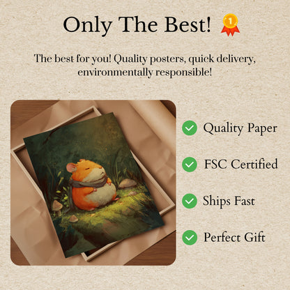 Póster acogedor del bosque de hámsteres