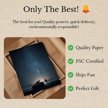 Affiche de Voiture Futuriste Sous la Lumière des Étoiles