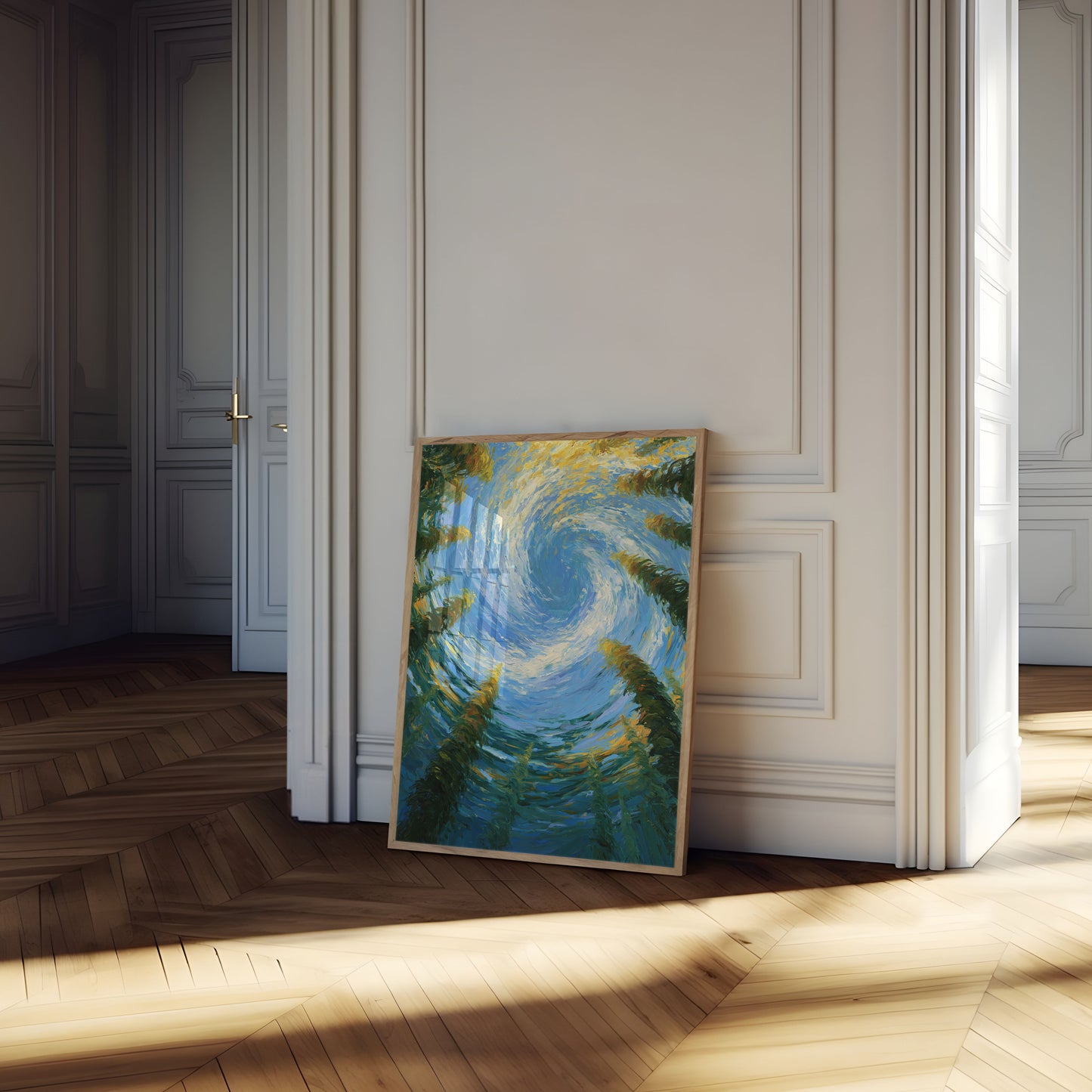 Swirling Sky Through Forest Poster