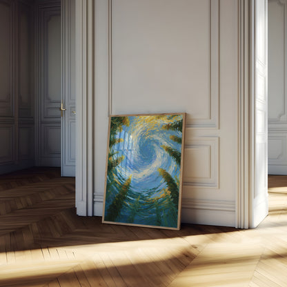 Swirling Sky Through Forest Poster