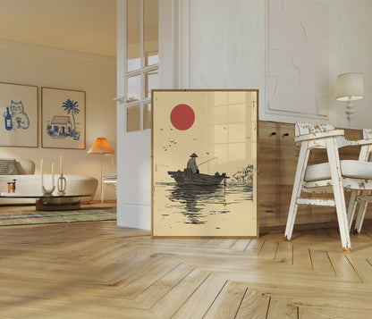 Póster Pescador al Atardecer