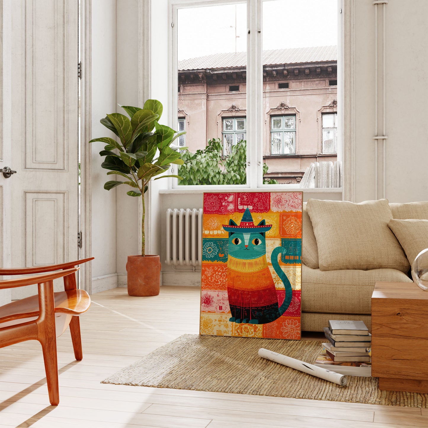 Fiesta Kat med Sombrero Plakat
