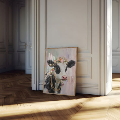 Glamorous Cow in Flowers Poster