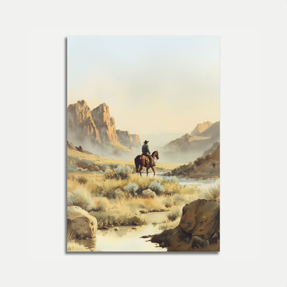 Lone Rider Desert Landscape Poster