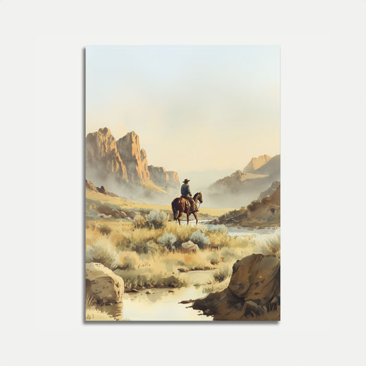 Lone Rider Desert Landscape Poster