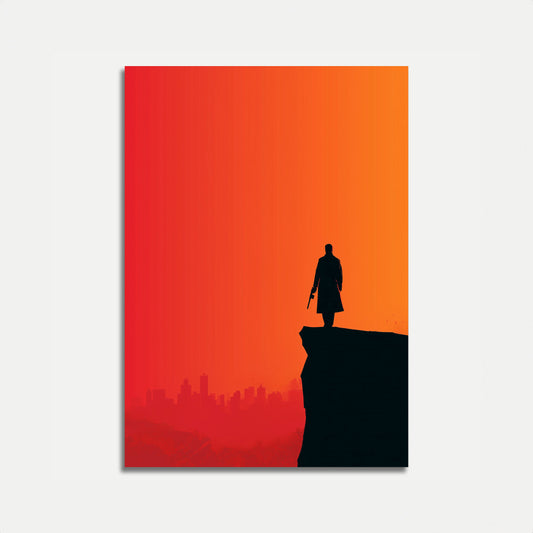 Noir Agent Cityscape Silhouette Poster