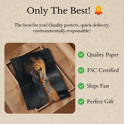 Poster della Tigre che Beve alla Pozza d'Acqua