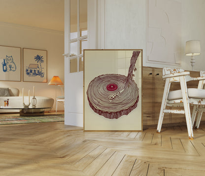 Vintage Vinyl Tree Ring Poster