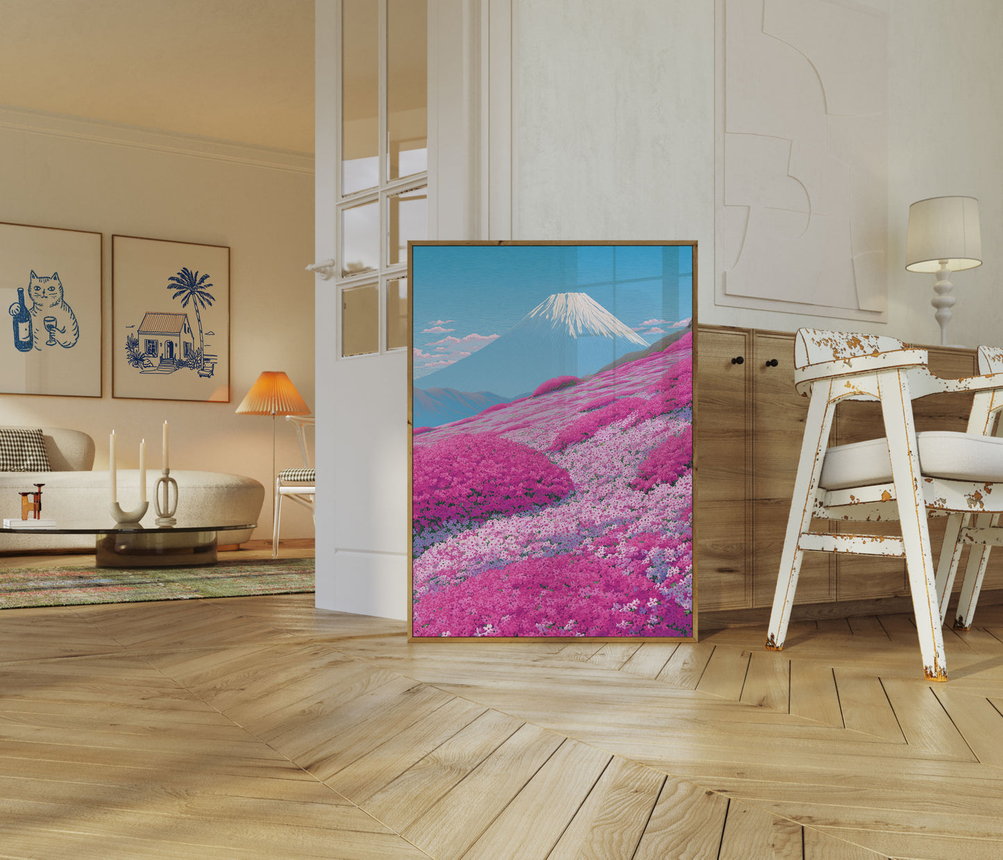 Mount Fuji Blomstermark Plakat