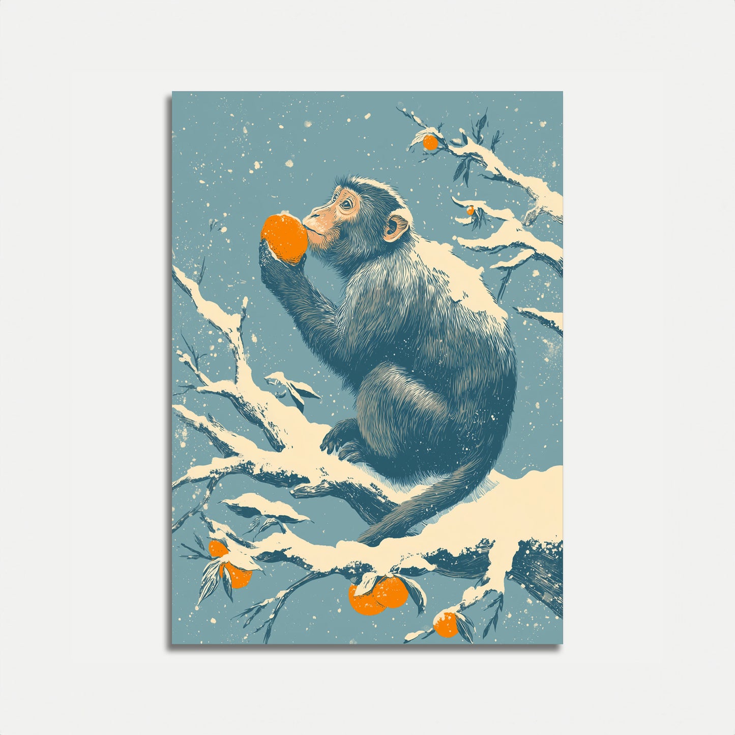 Macaco na Neve de Inverno Pôster