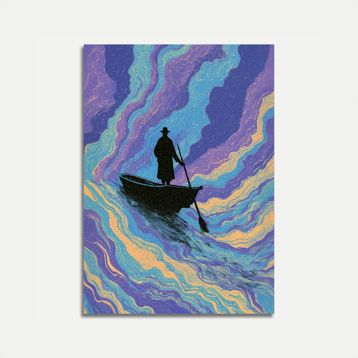 Mystical Boatman in Cosmic Waters Poster