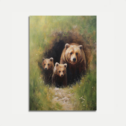 Cartel de la Familia de Osos en la Naturaleza