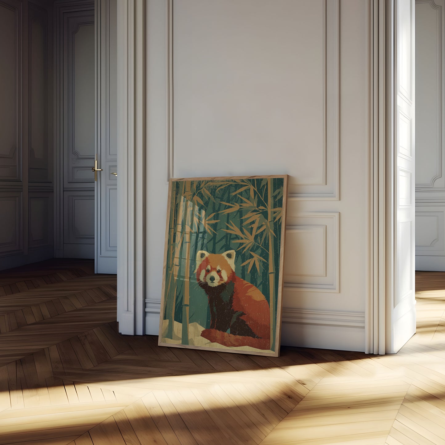 Rode Panda in Bamboe Bos Poster