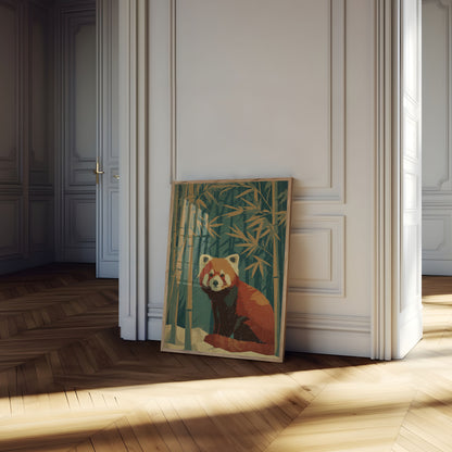 Rode Panda in Bamboe Bos Poster