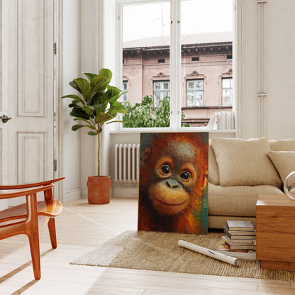 Plakát s výraznou tváří orangutana