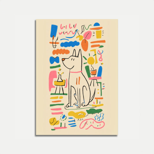 Affiche Art Abstrait Chien Ludique