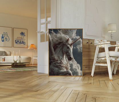 Ethereal Unicorn Cloud Poster