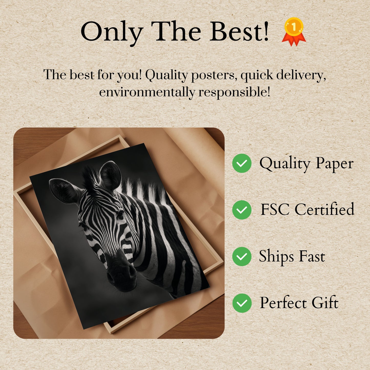 Black and White Zebra Poster