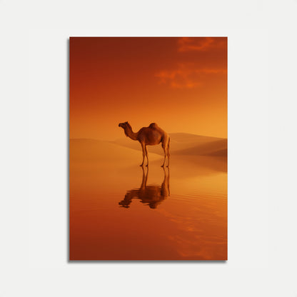 Desert Camel Golden Reflection Poster
