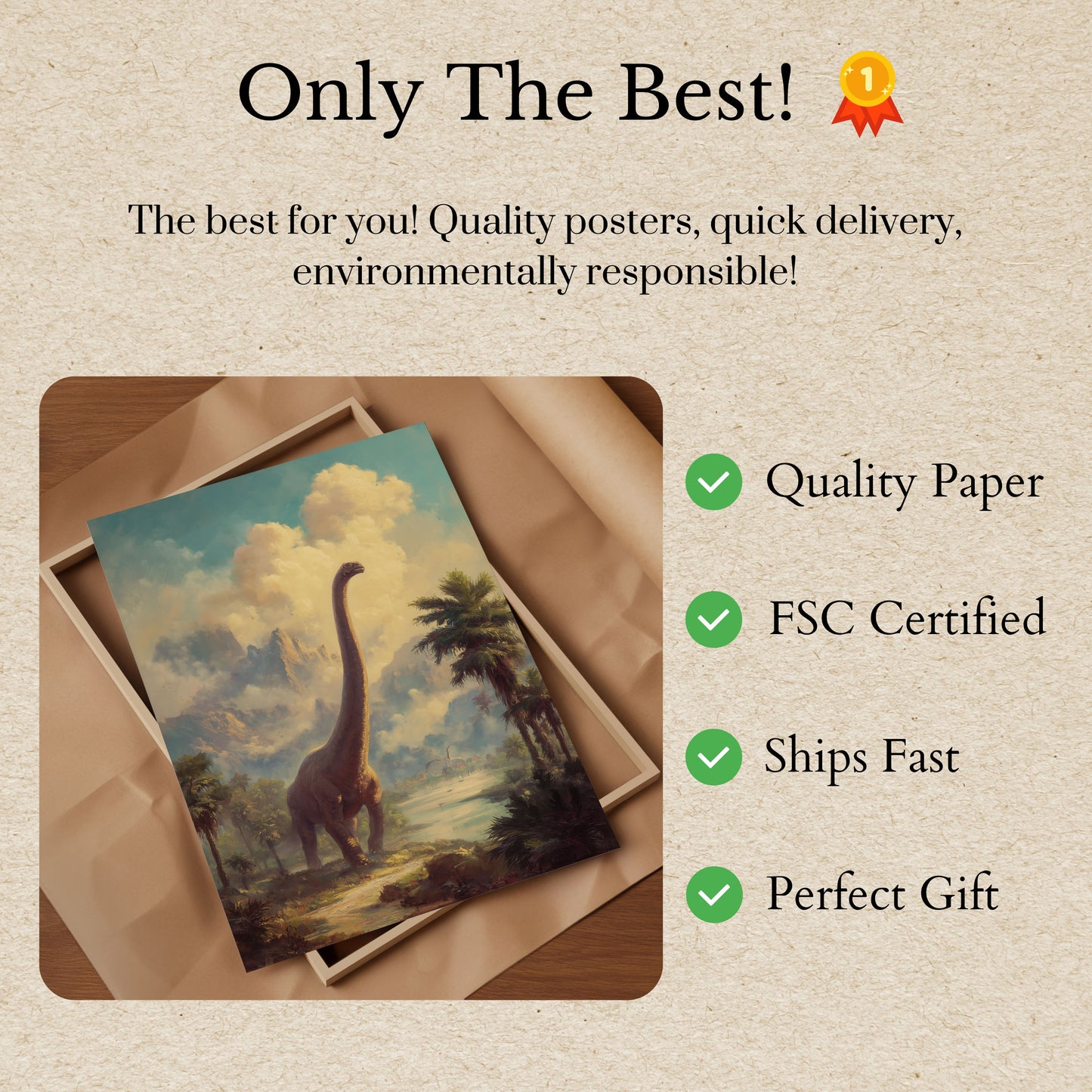 Póster de paisaje de dinosaurios primordiales