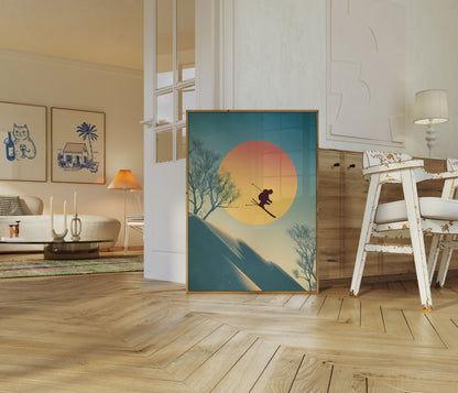 Sonnenuntergang Ski Berg Poster
