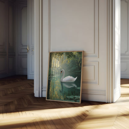 Póster del lago de los cisnes sereno