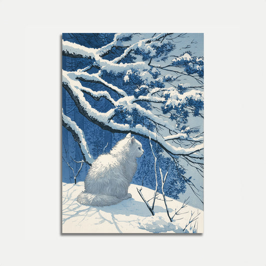 White Cat in Snowy Mountains Poster