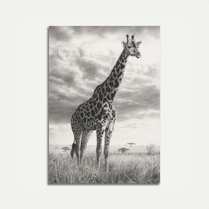 Póster de la majestuosa jirafa de la sabana