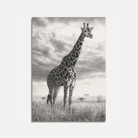 Póster de la majestuosa jirafa de la sabana