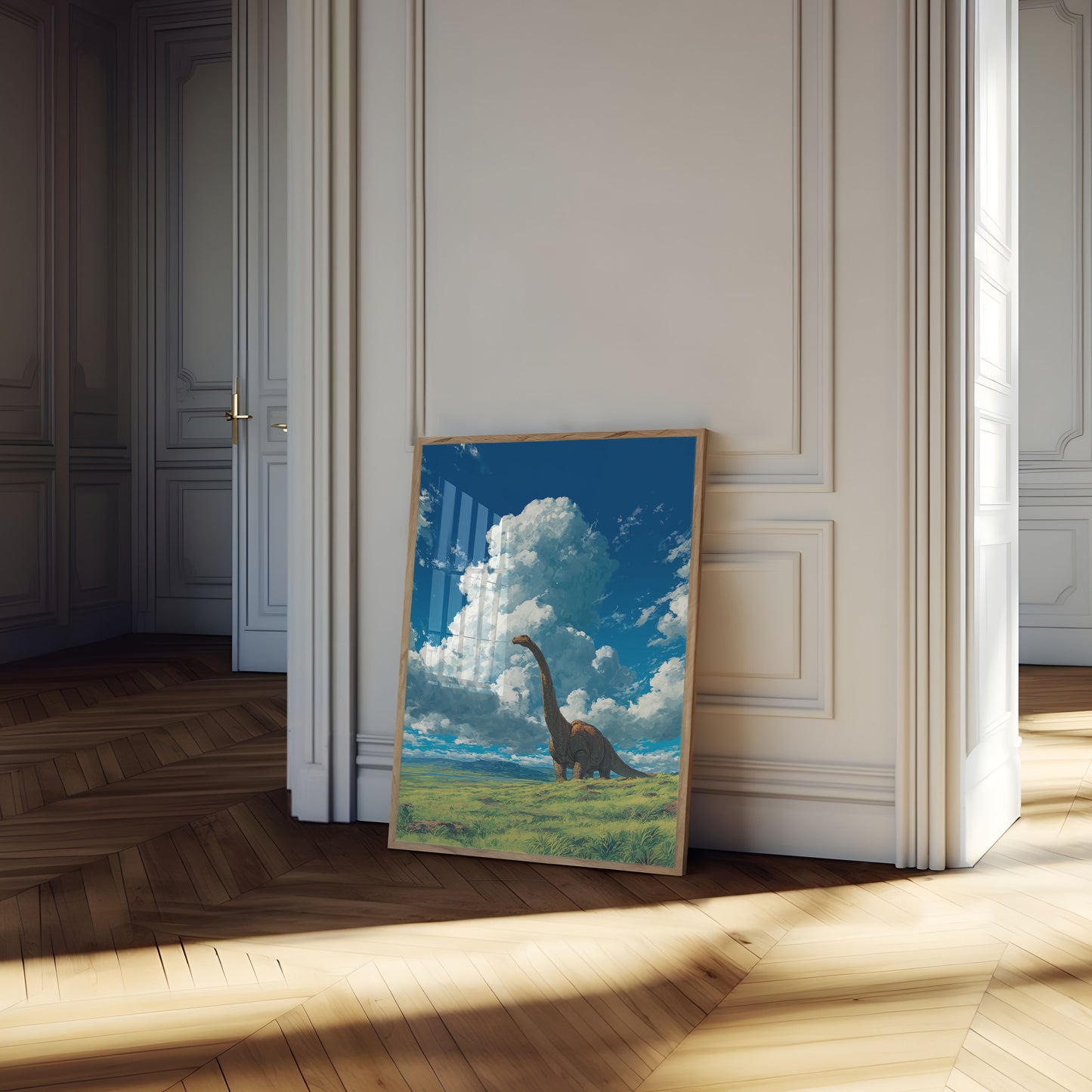 Brachiosaurus Under Majestic Clouds Poster