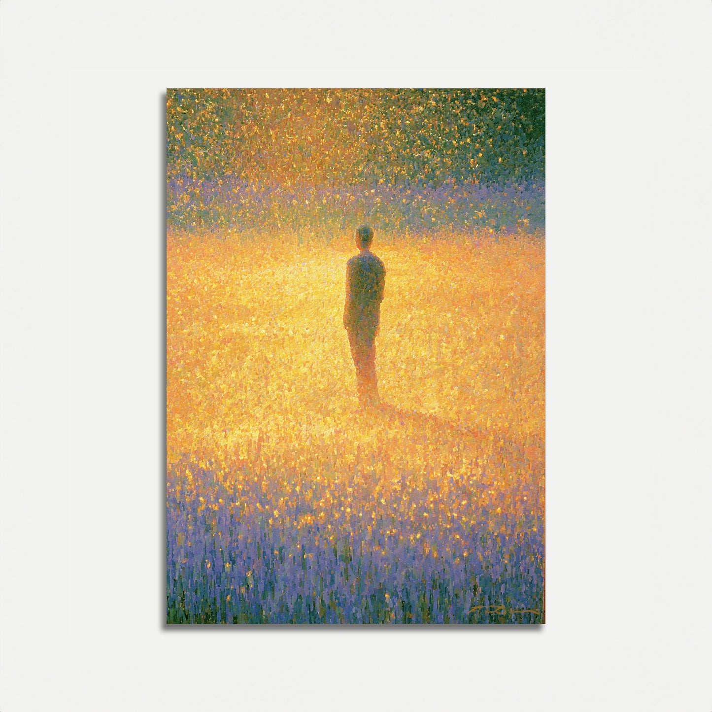 Solitary Figure in Golden Field Poster