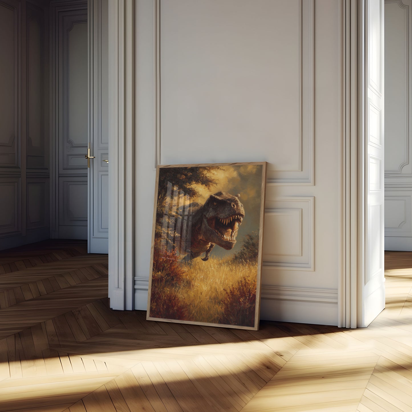 Póster de un depredador prehistórico feroz