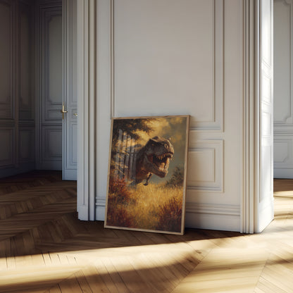 Póster de un depredador prehistórico feroz