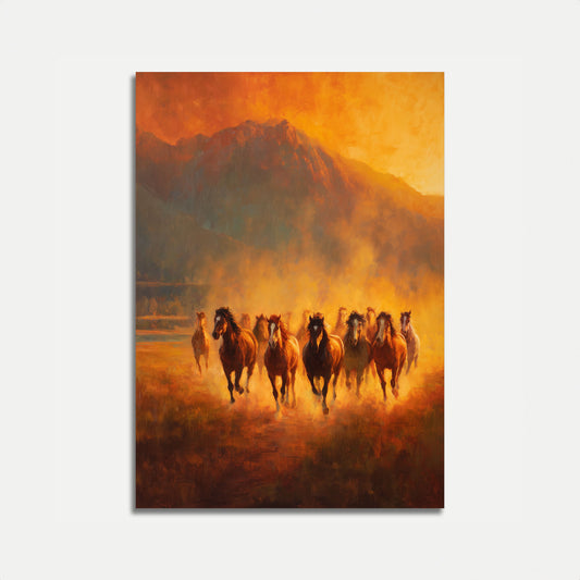 Wild Horses Desert Stampede Poster - Wilde Paarden Woestijn Stampede Poster