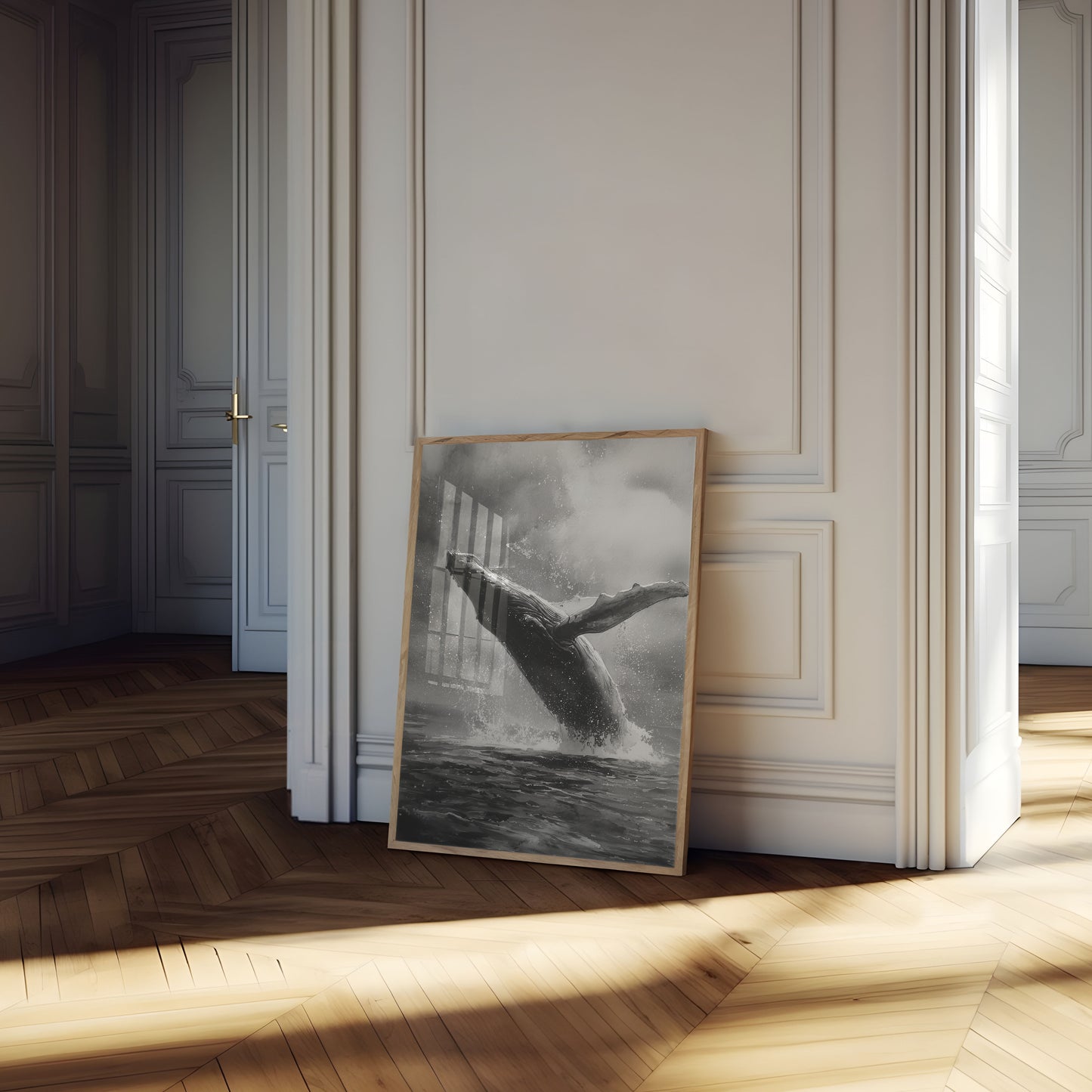 Majestic Whale Breaching Ocean Poster