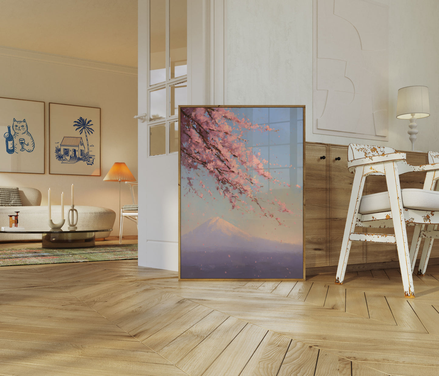 Póster de Flores de Cerezo del Monte Fuji