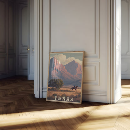 Lone Rider Texas Landscape Poster