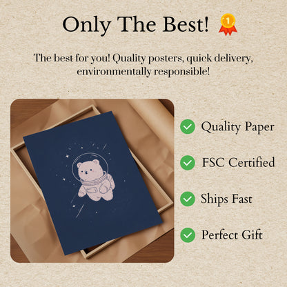 Adorable Space Bear Adventure Poster