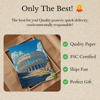 Ancient Colosseum Rome Architectural Poster