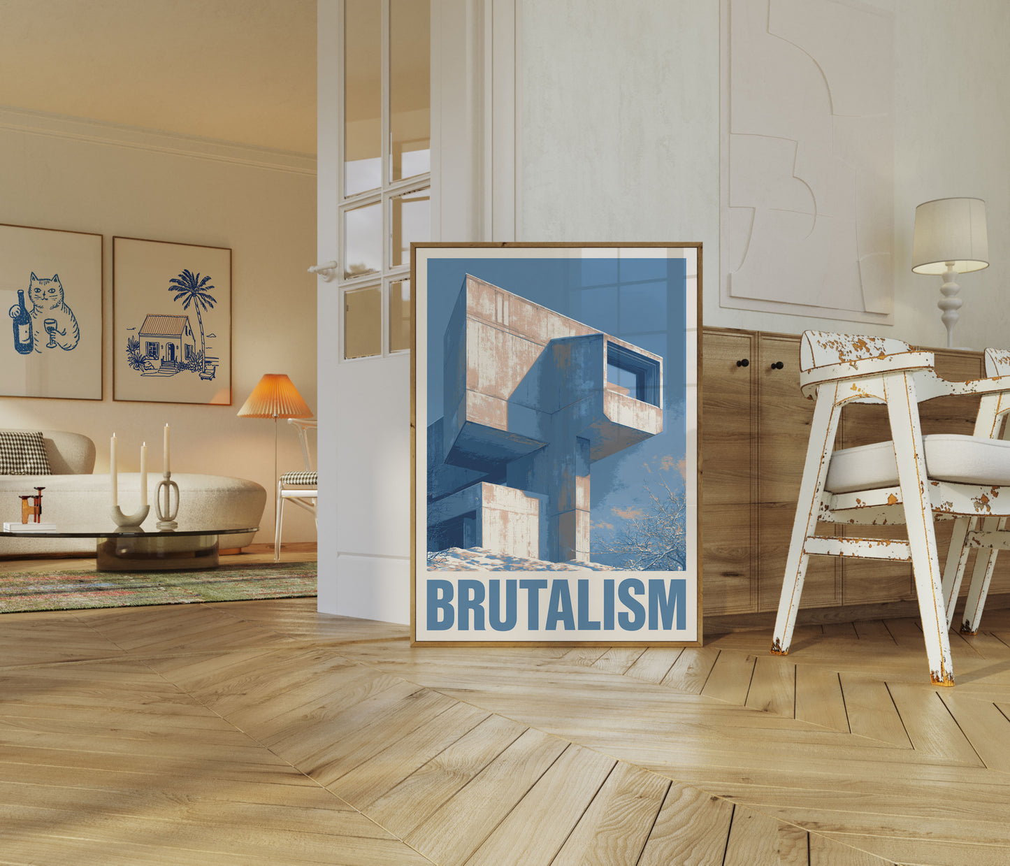 Brutalistische Betonarchitekturplakat