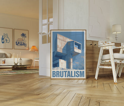 Brutalistische Betonarchitekturplakat