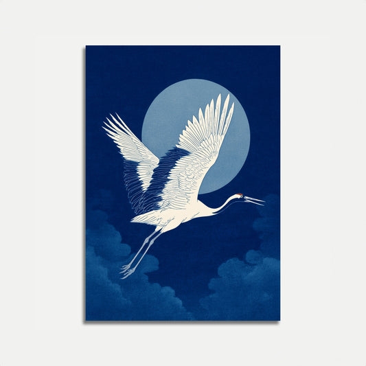 Affiche Grue Élégante au Clair de Lune